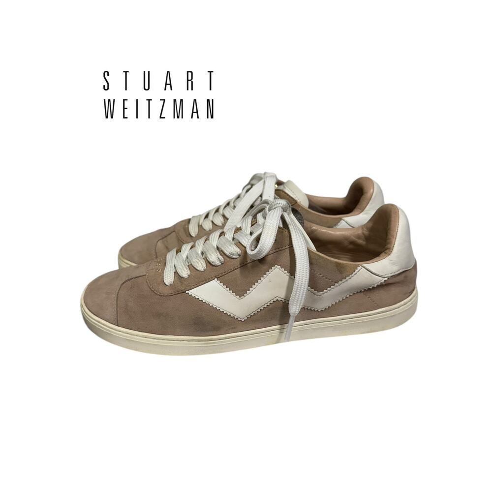 Stuart Weitzman Daryl Women’s Suede Leather Lace Sneakers Fashion Shoes 7.5